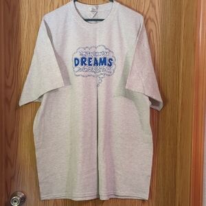 Gildan Light Gray Short Sleeve Tee with Blue DREAMS Graphic